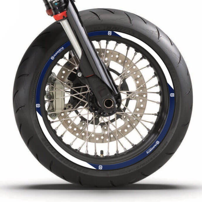 Husqvarna Felgenaufkleber Set “Factory 2” für 701 SM, 701 Enduro, FS 450 | blau, weiß | Independent Racing | Dekore, Accessoires und Motorrad Bekleidung