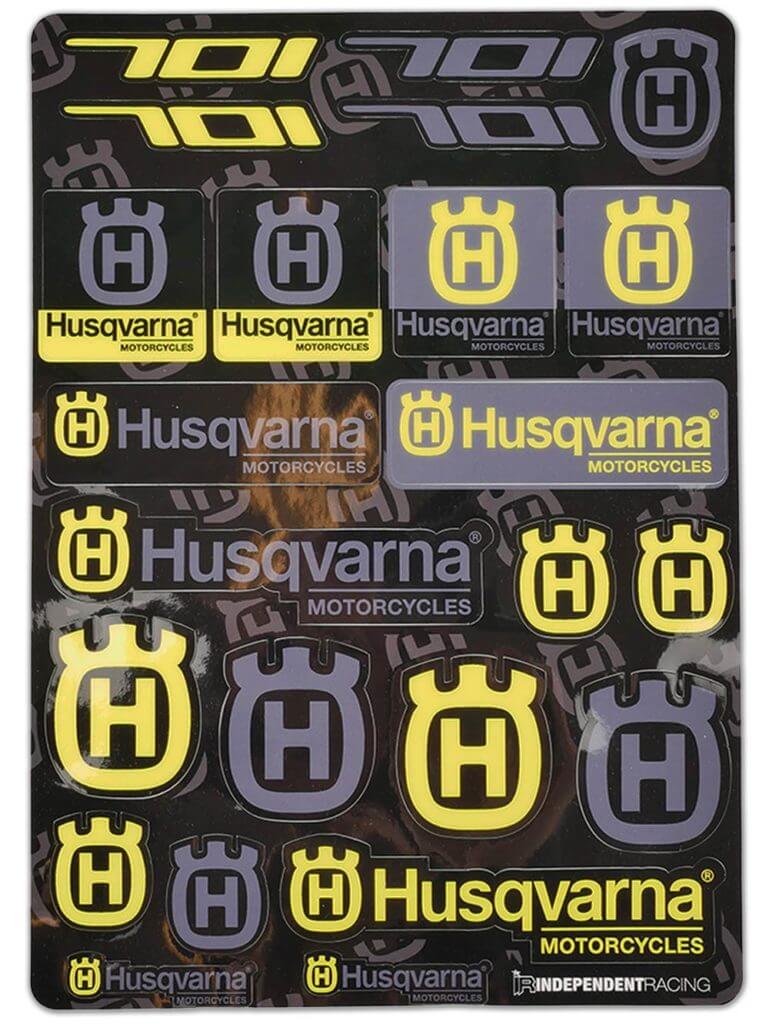 Husqvarna Stickerset/ Stickerbogen/ Stickersheet | Husqvarna Logos, Husqvarna Schriftzug, 701 Schriftzug | Independent Racing | Dekore, Accessoires und Motorrad Bekleidung
