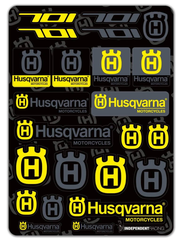 Husqvarna Stickerset/ Stickerbogen/ Stickersheet | Husqvarna Logos, Husqvarna Schriftzug, 701 Schriftzug | Independent Racing | Dekore, Accessoires und Motorrad Bekleidung