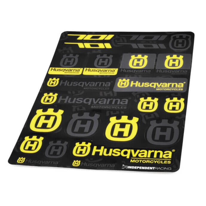 Husqvarna Stickerset/ Stickerbogen/ Stickersheet | Husqvarna Logos, Husqvarna Schriftzug, 701 Schriftzug | Independent Racing | Dekore, Accessoires und Motorrad Bekleidung