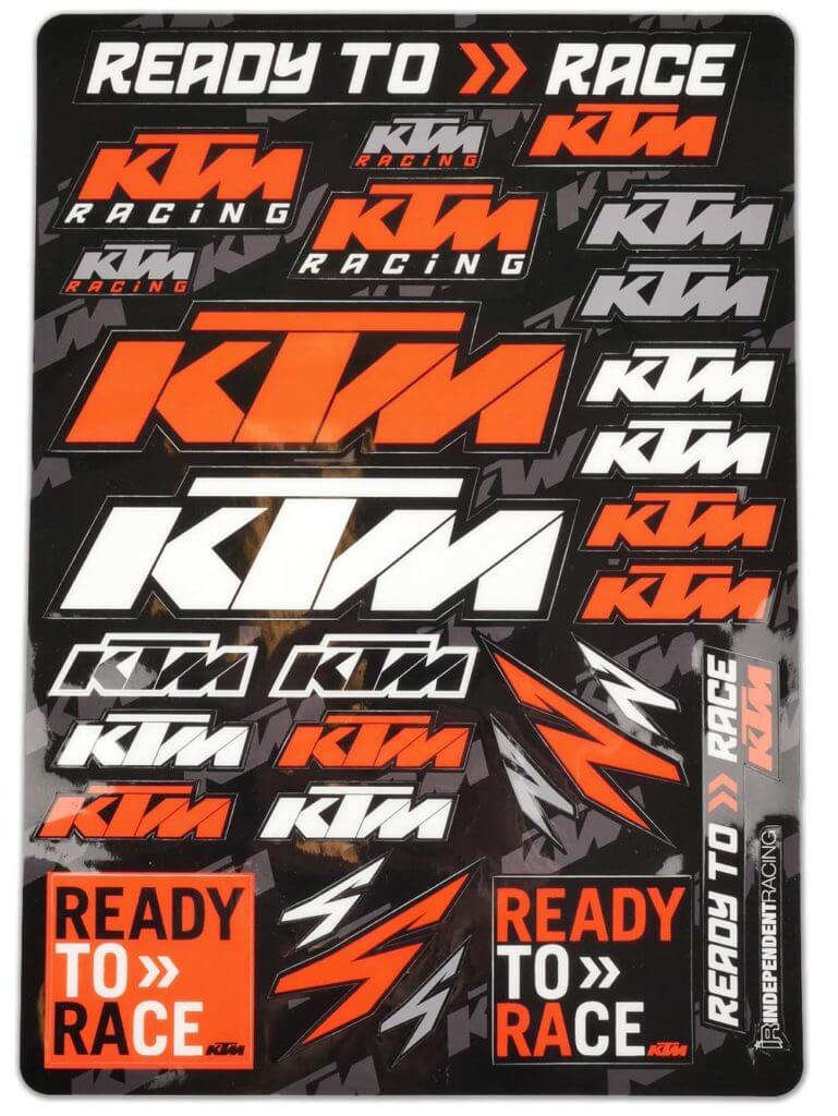 KTM Sticker set/ Sticker sheet | KTM logos, Ready to Race Lettering | Independent Racing | Graphic Kits, Accessories and Motorcycle Gear