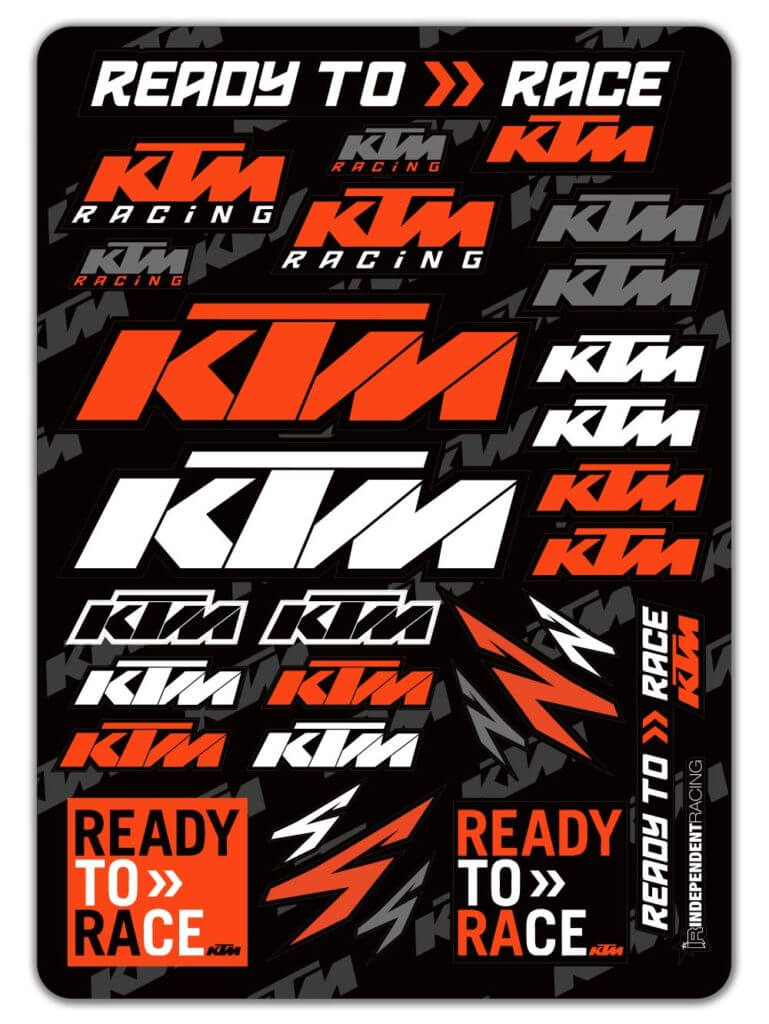 KTM Sticker set/ Sticker sheet | KTM logos, Ready to Race Lettering | Independent Racing | Graphic Kits, Accessories and Motorcycle Gear