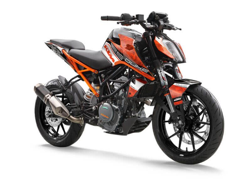 KTM Duke 125 / 390 Graphic Kit with WP Fork Protection Stickers | Independent Racing | Graphics, Accessories, and Motorcycle Gear  