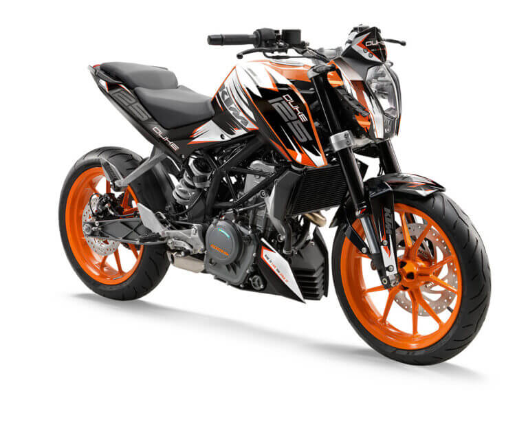 KTM Duke 125 / 390 Dekor Kit mit orangen Felgen | Independent Racing | Dekore, Accessoires und Motorrad Bekleidung