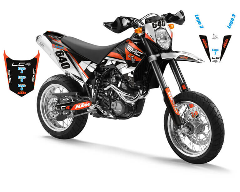 KTM LC4 Dekor Kit mit Logoplatzierungen | Independent Racing | Dekore, Accessoires und Motorrad Bekleidung