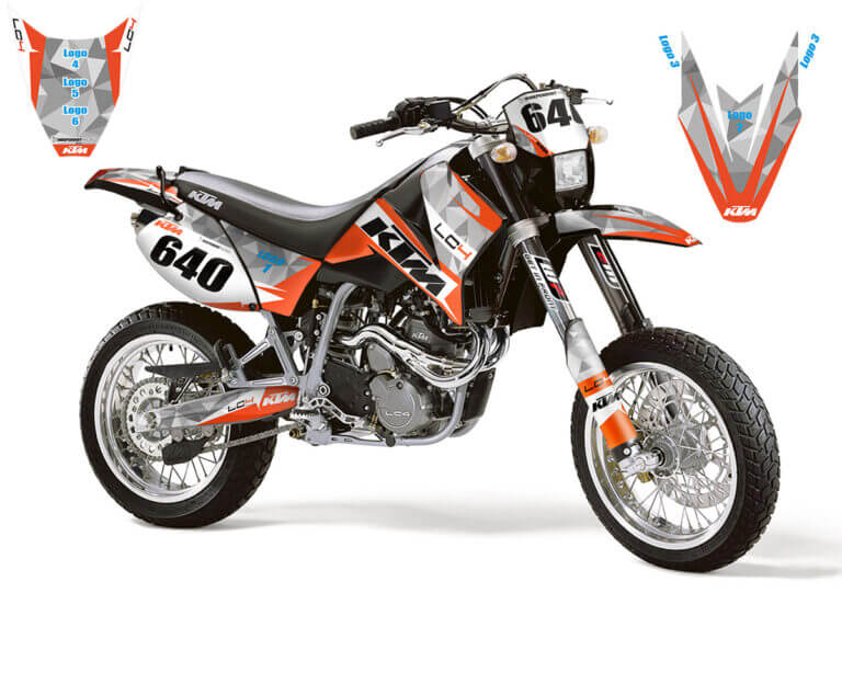 KTM LC4 Dekor Kit mit Logoplatzierungen | Independent Racing | Dekore, Accessoires und Motorrad Bekleidung