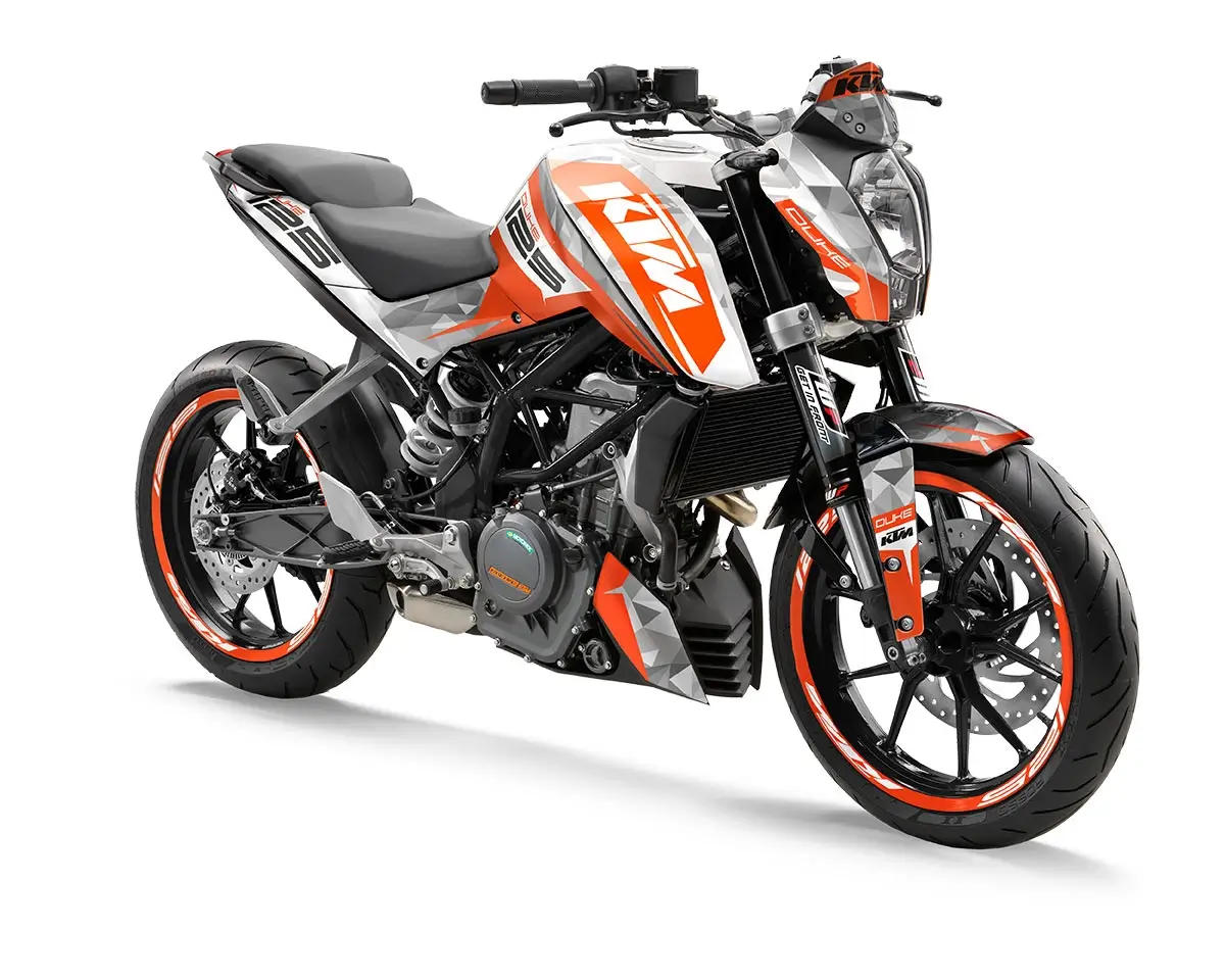 KTM Duke 125 / 390 Dekor Kit “Factory 2A” orange, weiß - Independent Racing | Dekore, Accessoires und Motorrad Bekleidung