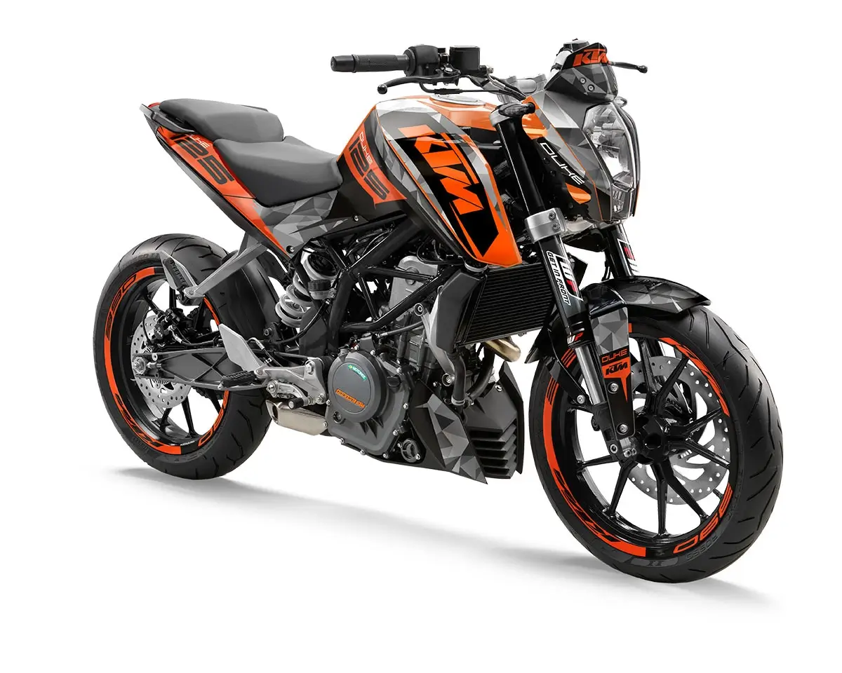 KTM Duke 125 / 390 Dekor Kit “Factory 2B” orange, schwarz - Independent Racing | Dekore, Accessoires und Motorrad Bekleidung
