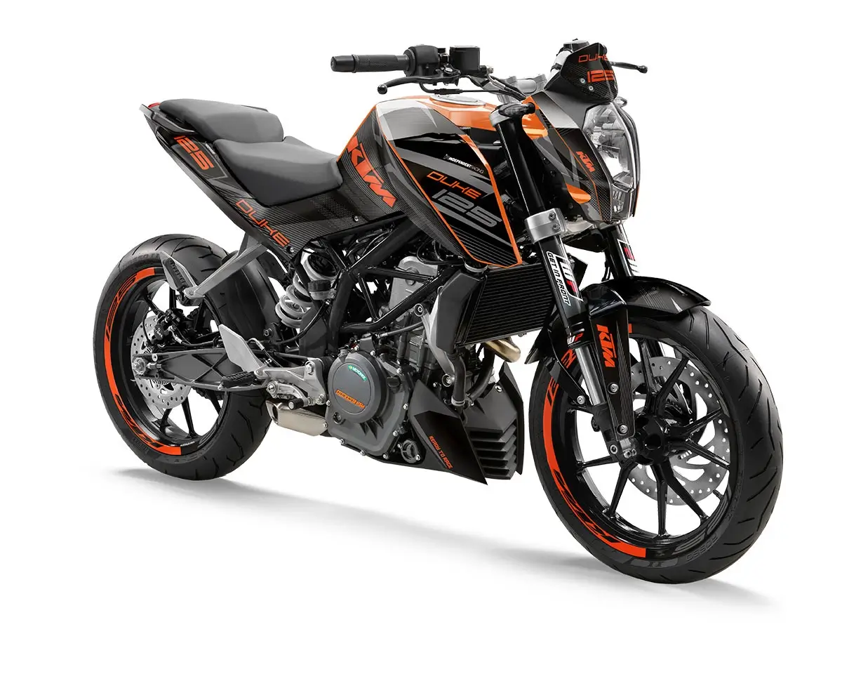KTM Duke 125 / 390 Dekor Kit “Stock 3A” schwarz, orange - Independent Racing | Dekore, Accessoires und Motorrad Bekleidung