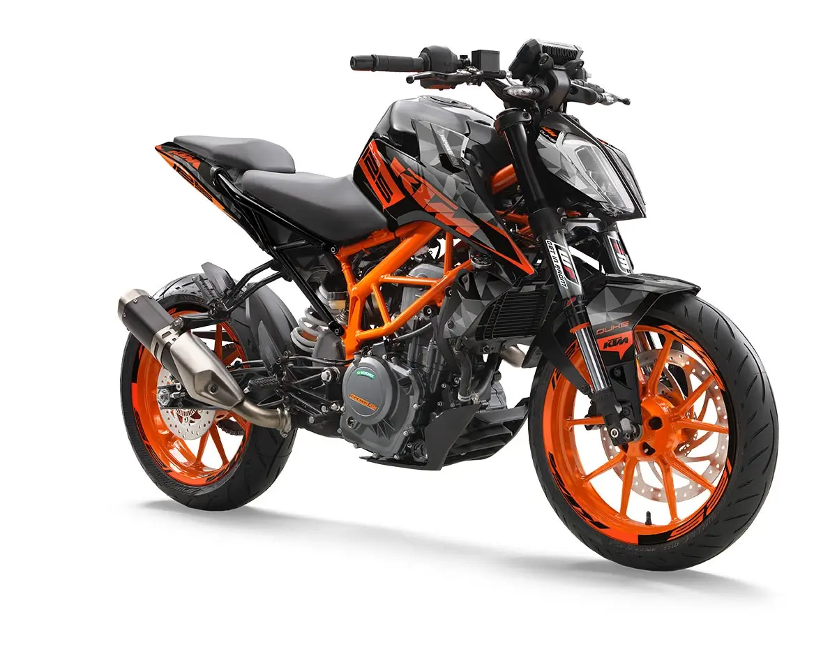 KTM Duke 125 / 390 Dekor Kit “Factory 2B” orange, schwarz - Independent Racing | Dekore, Accessoires und Motorrad Bekleidung