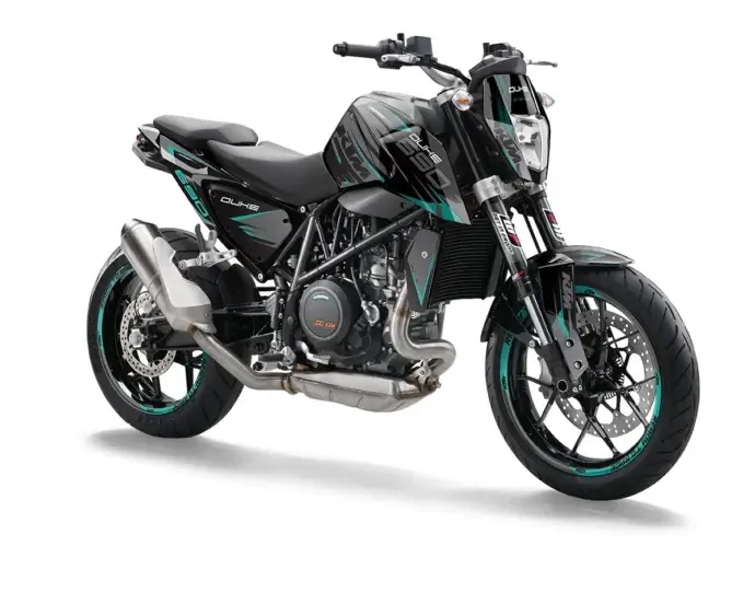 KTM Duke 690 Dekor Kit “Factory 1B” schwarz, türkis - Independent Racing | Dekore, Accessoires und Motorrad Bekleidung