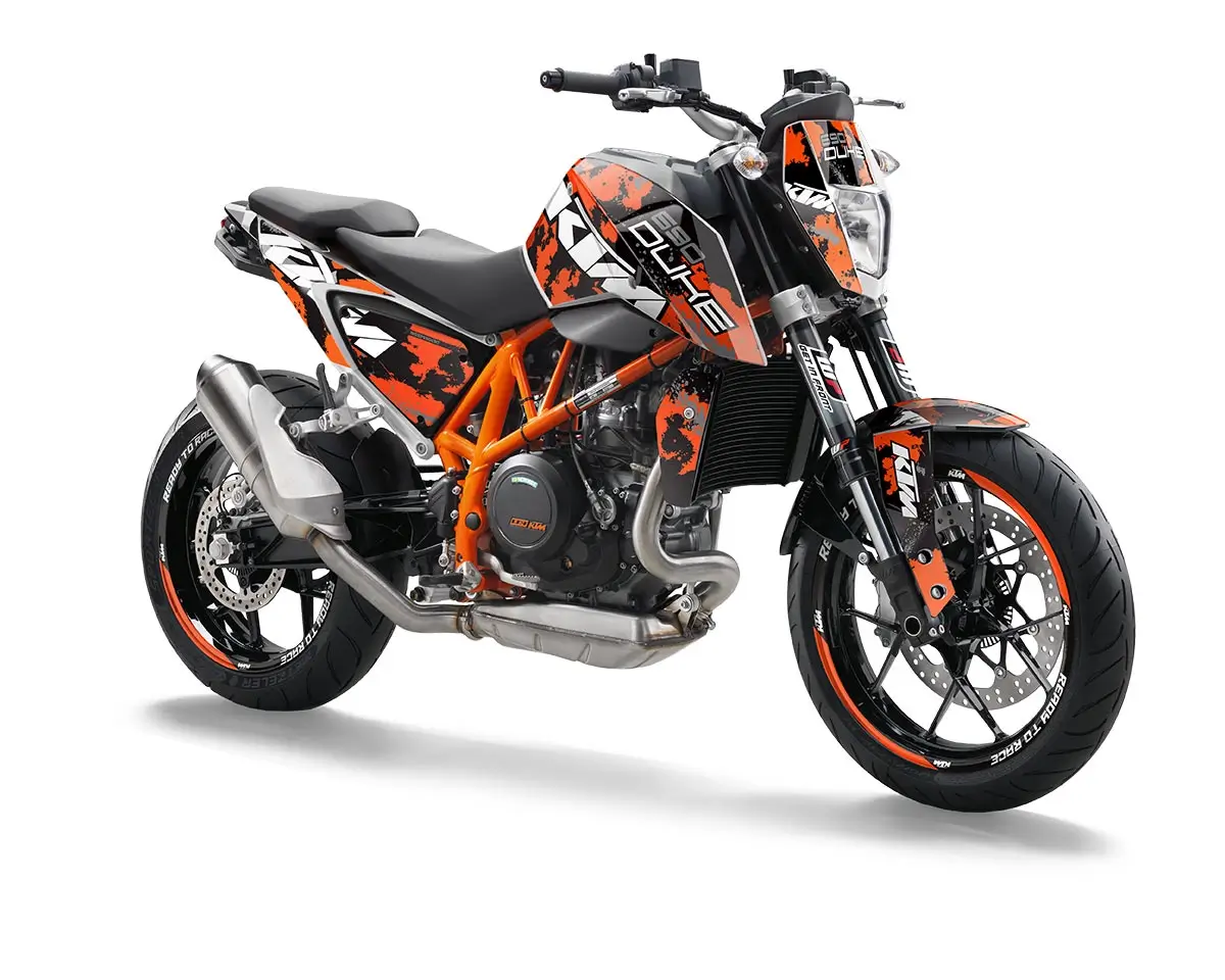KTM Duke 690 Dekor Kit “Factory 3B” camouflage orange, schwarz - Independent Racing | Dekore, Accessoires und Motorrad Bekleidung