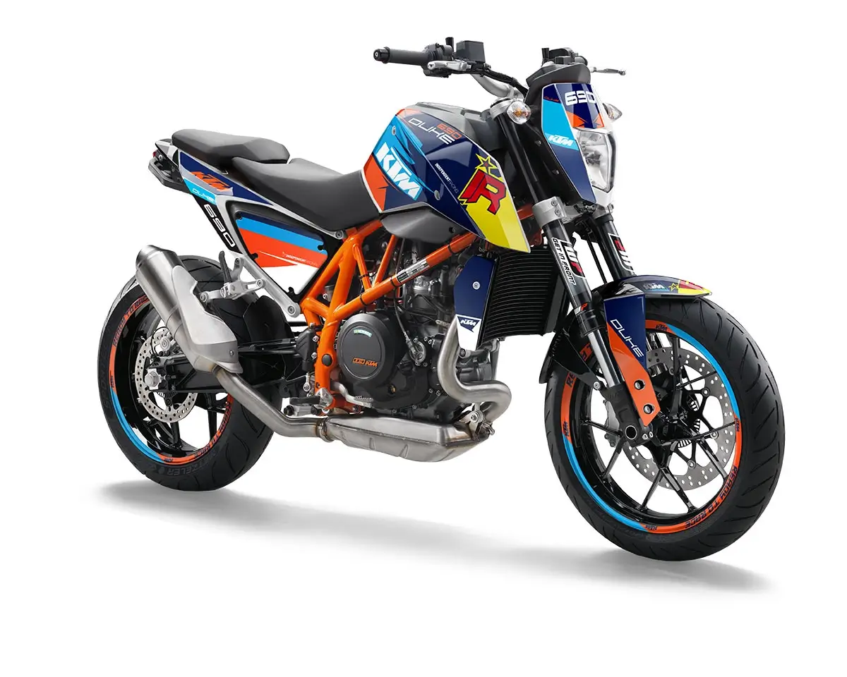 KTM Duke 690 Dekor Kit “Stock 1A” blau - Independent Racing | Dekore, Accessoires und Motorrad Bekleidung