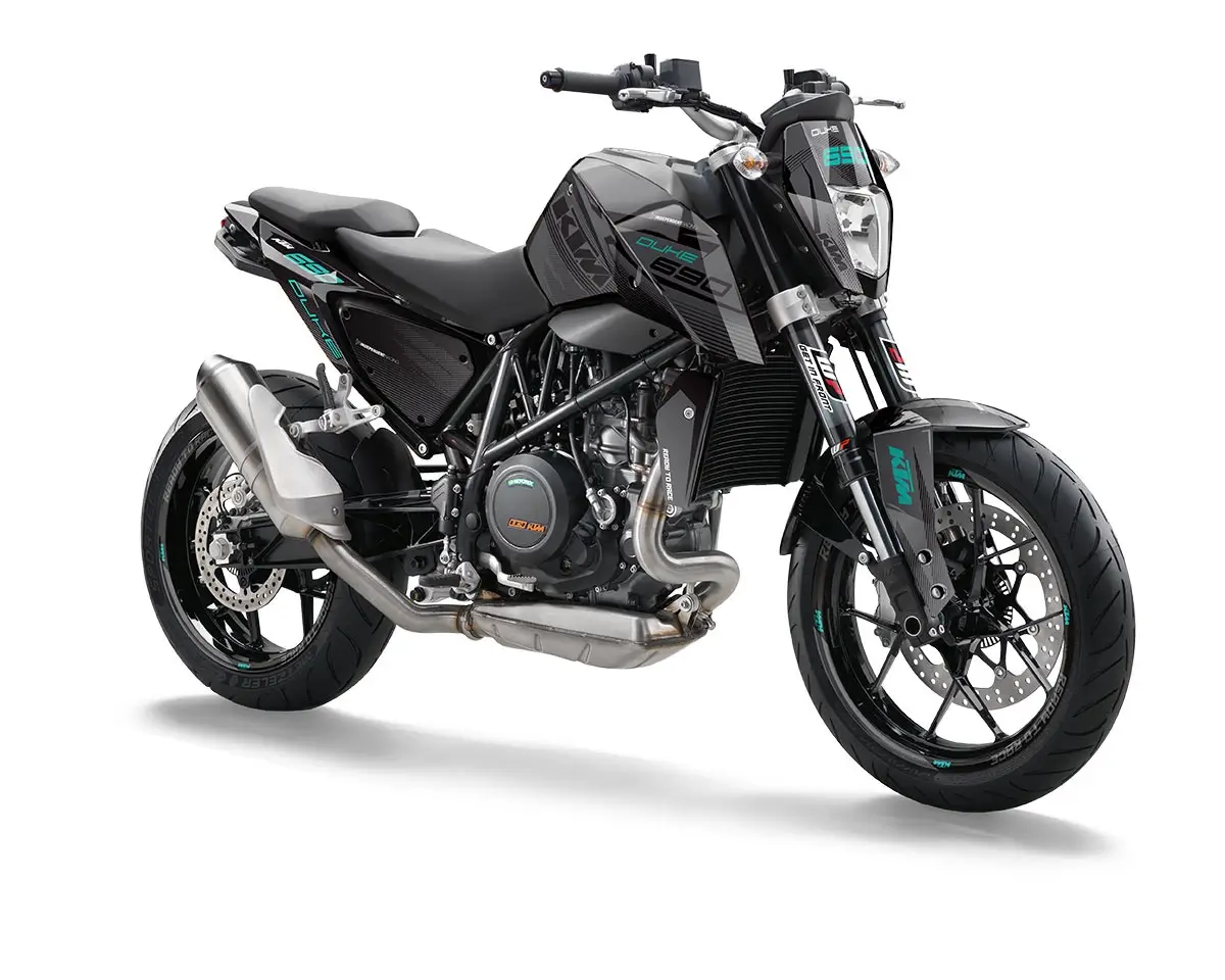 KTM Duke 690 Dekor Kit “Stock 3B” schwarz, türkis - Independent Racing | Dekore, Accessoires und Motorrad Bekleidung