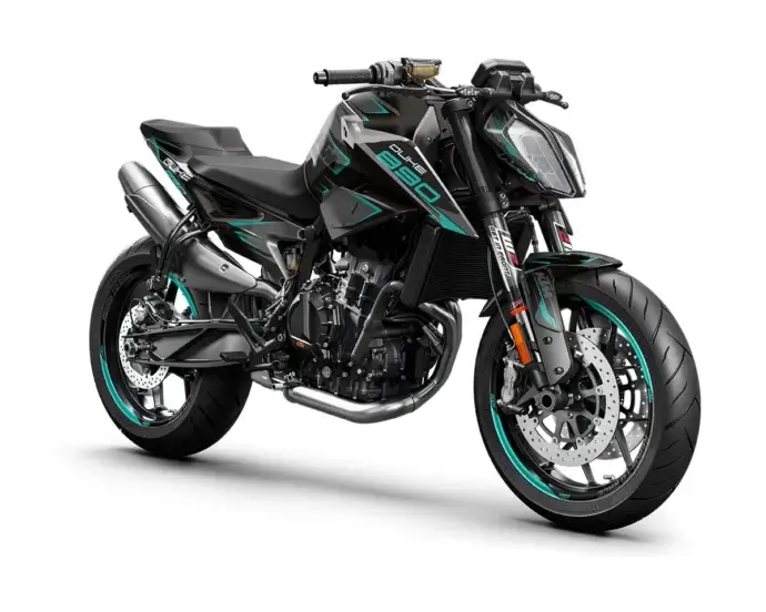 KTM Duke 790 / 890 Dekor Kit “Factory 1B” schwarz, türkis - Independent Racing | Dekore, Accessoires und Motorrad Bekleidung