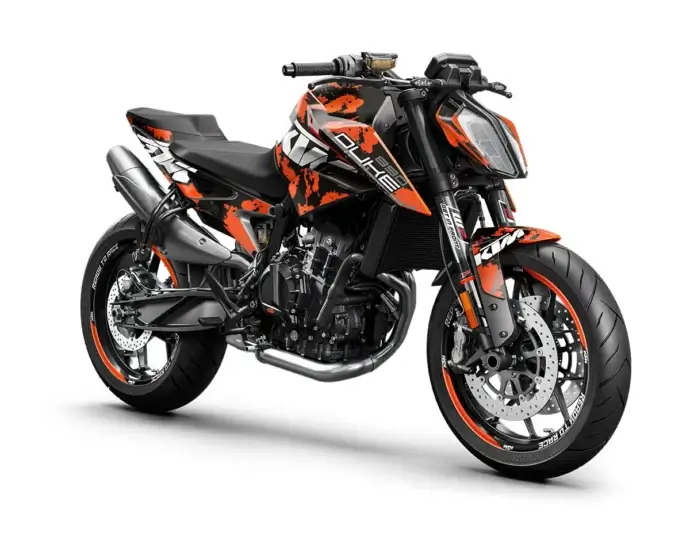 KTM Duke 790 / 890 Dekor Kit “Factory 3B” camouflage orange, schwarz - Independent Racing | Dekore, Accessoires und Motorrad Bekleidung