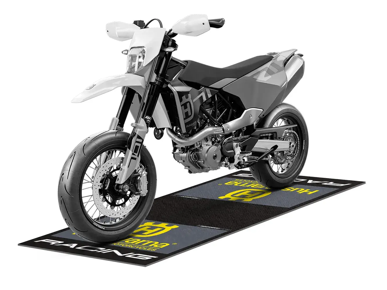 Husqvarna Tankmatte/ Service-Matte “Factory 1” | für 701 SM, 701 Enduro, FS 450, FE/TE/FC/TC, Enduro, Offroad-Motorräder | schwarz, grau, gelb | Independent Racing | Dekore, Accessoires und Motorrad Bekleidung
