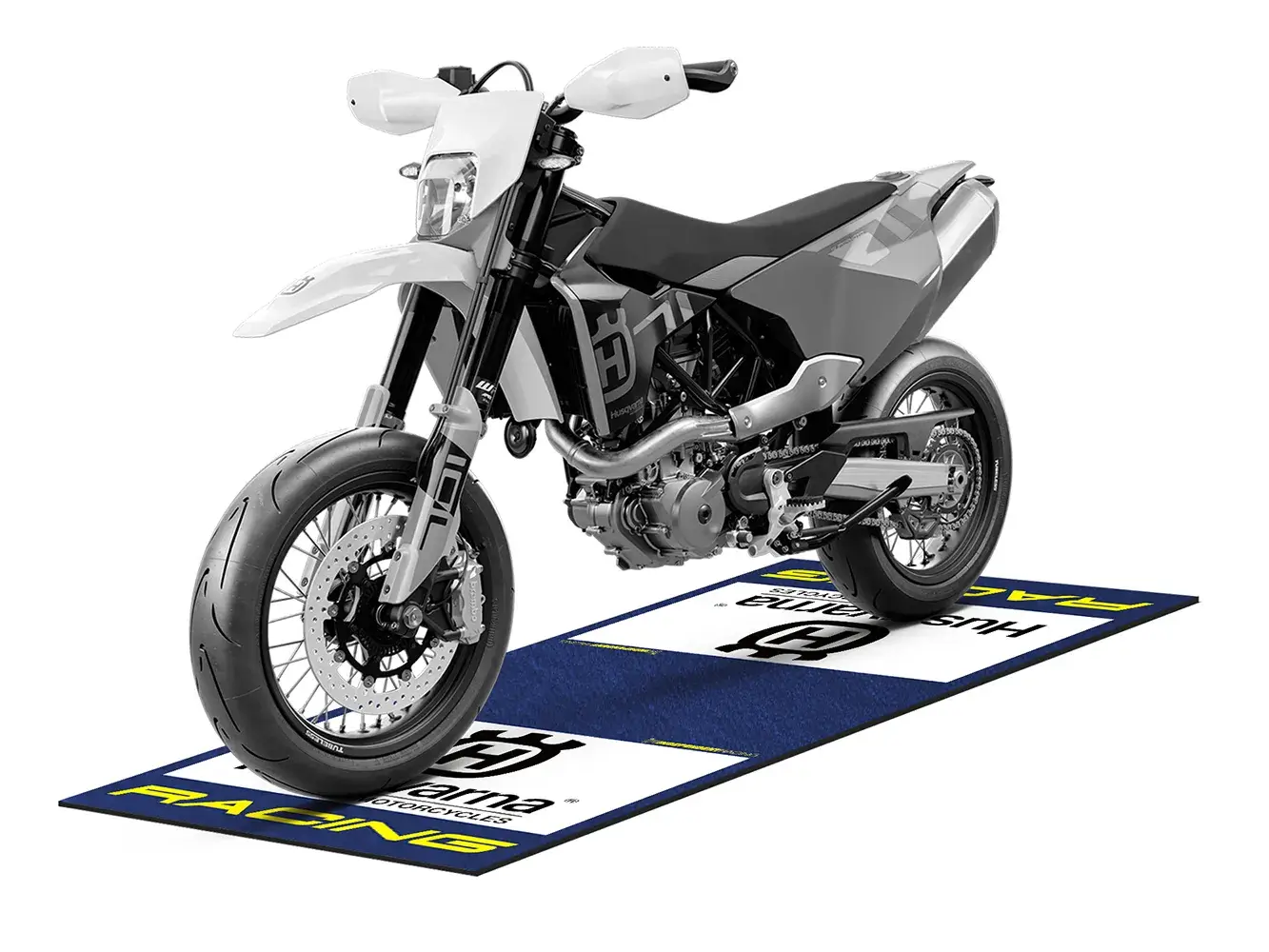 Husqvarna Tankmatte/ Service-Matte “Factory 2” | für 701 SM, 701 Enduro, FS 450, FE/TE/FC/TC, Enduro, Offroad-Motorräder | blau, weiß, gelb | Independent Racing | Dekore, Accessoires und Motorrad Bekleidung