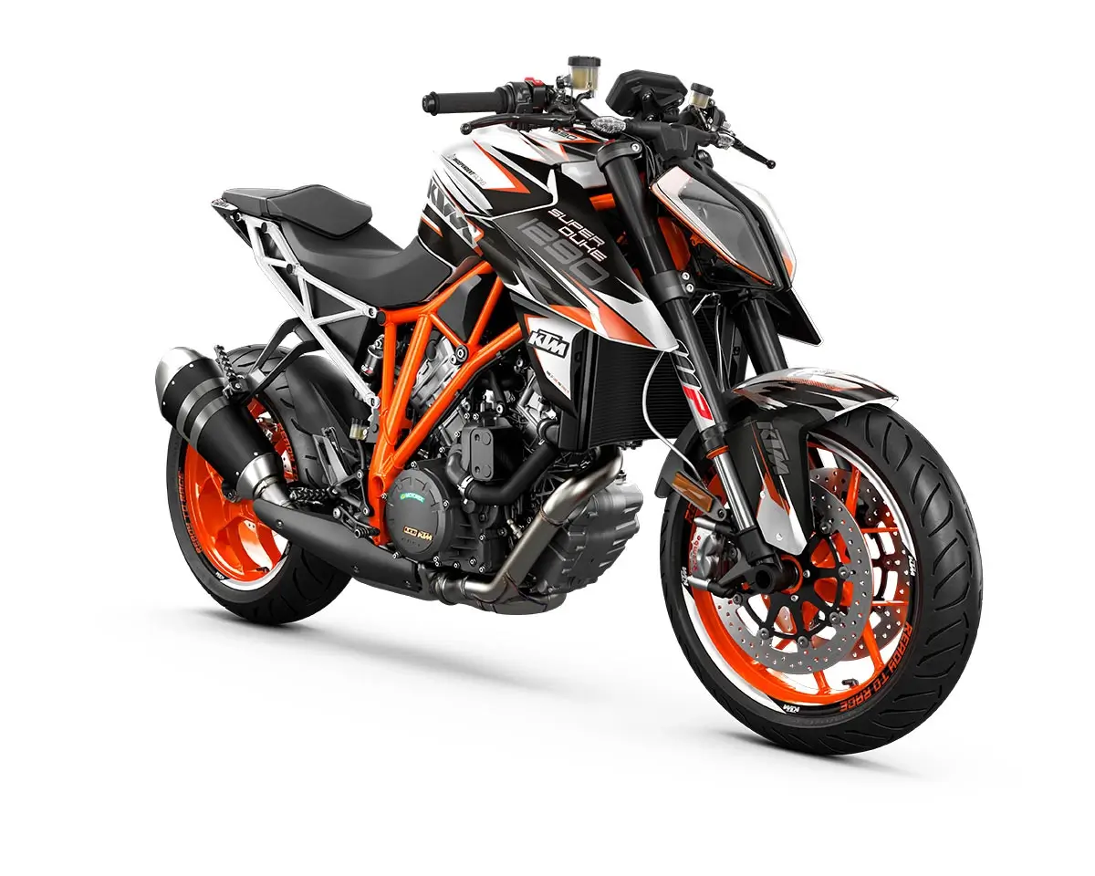 KTM Superduke 1290 Dekor Kit “Factory 1A” schwarz, weiß - Independent Racing | Dekore, Accessoires und Motorrad Bekleidung