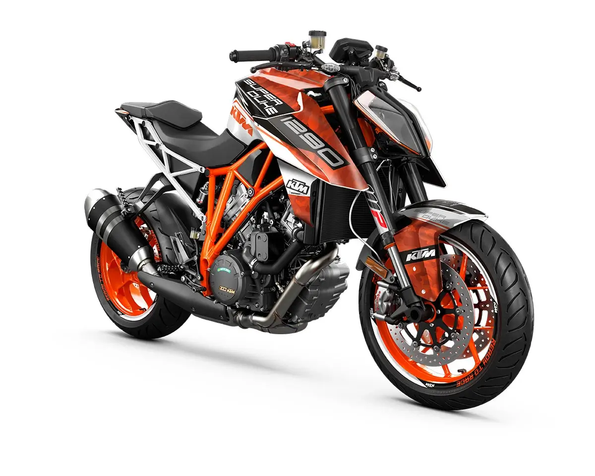 KTM Superduke 1290 Dekor Kit “Stock 2B” camouflage orange, weiß - Independent Racing | Dekore, Accessoires und Motorrad Bekleidung
