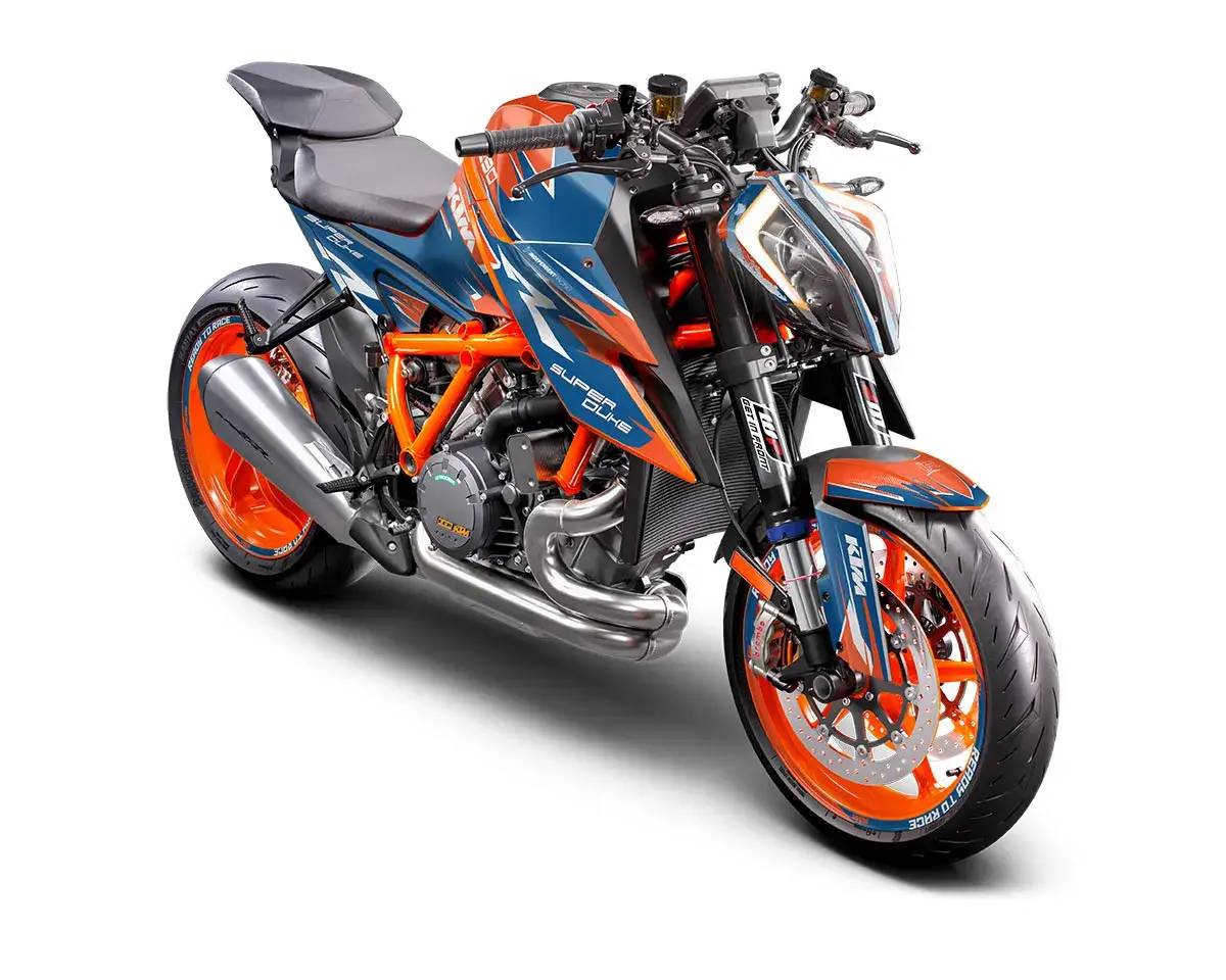 KTM Superduke 1290 Dekor Kit “Factory 1B” orange, blau - Independent Racing | Dekore, Accessoires und Motorrad Bekleidung