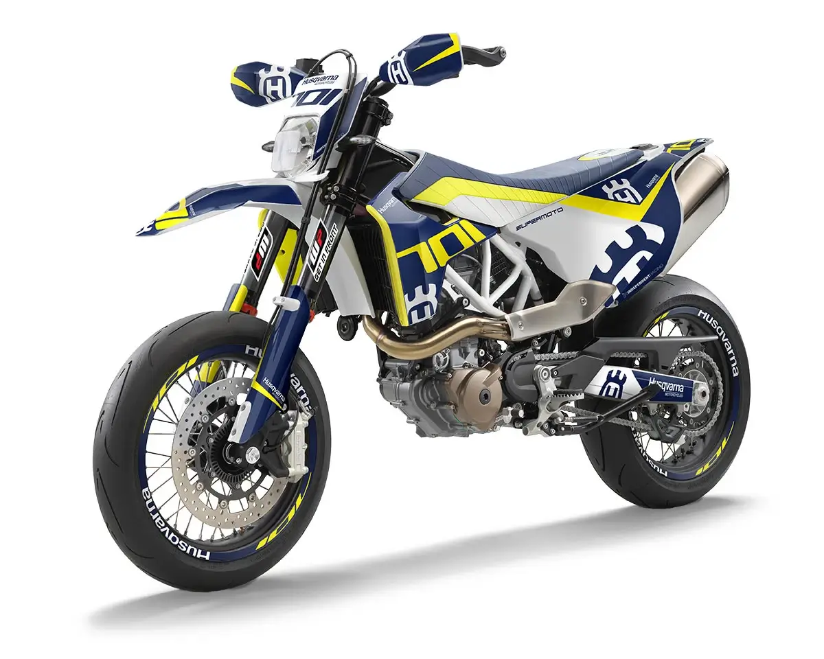 Husqvarna 701 SM Dekor Kit “Stock 1A” blau, gelb - Independent Racing | Dekore, Accessoires und Motorrad Bekleidung