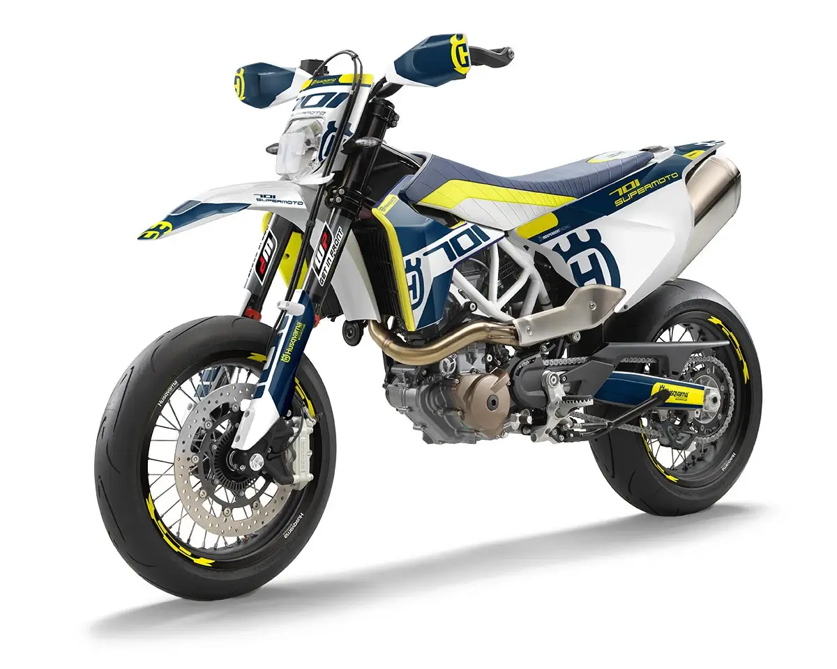 Husqvarna 701 SM Dekor Kit “Stock 3B” blau, weiß, gelb - Independent Racing | Dekore, Accessoires und Motorrad Bekleidung