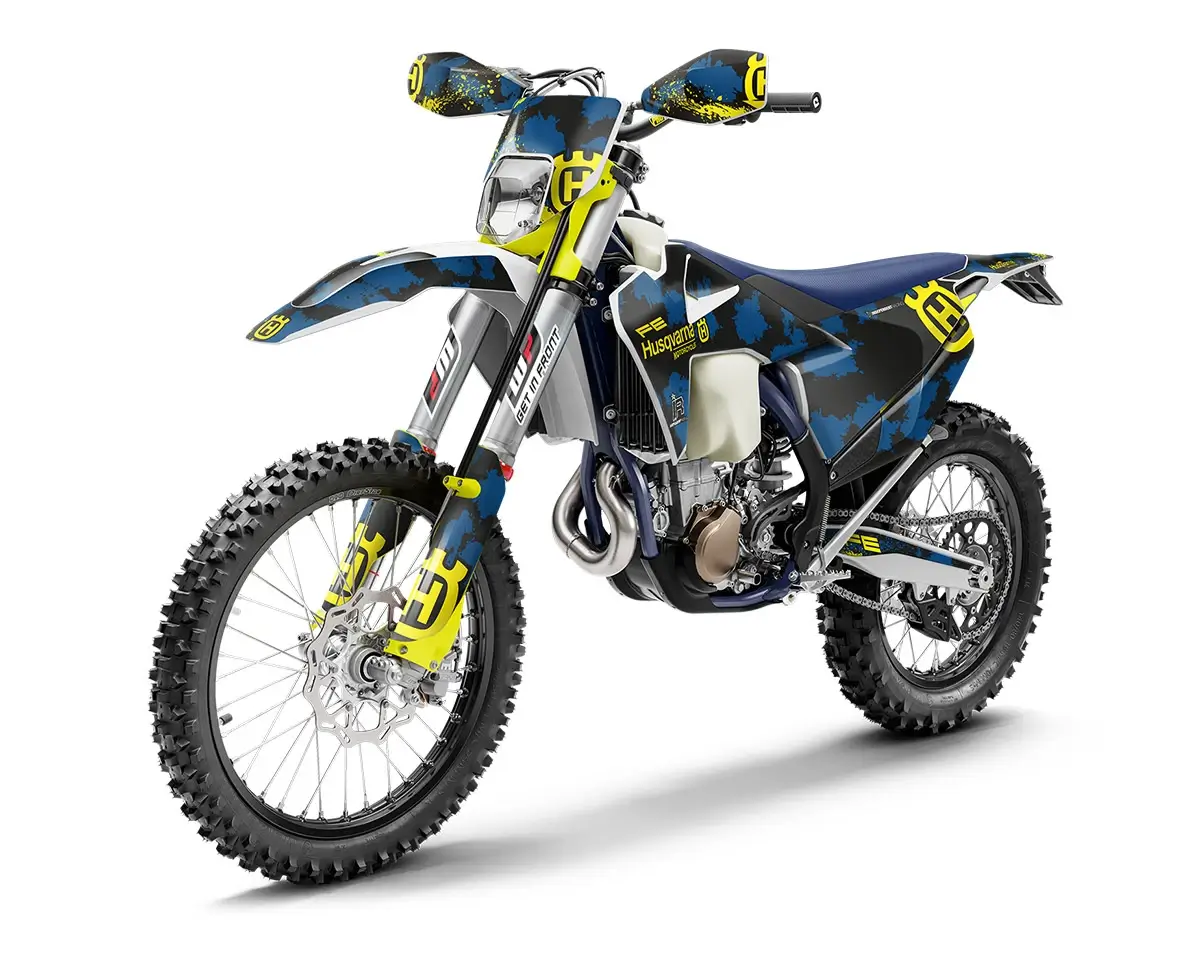 Husqvarna FE/TE/FC/TC Dekor Kit “Stock 3A” camouflage blau, gelb - Independent Racing | Dekore, Accessoires und Motorrad Bekleidung