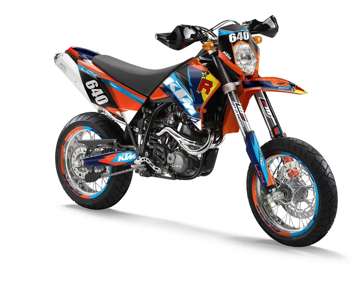 KTM LC4 Dekor Kit “Factory 2B” orange, blau - Independent Racing | Dekore, Accessoires und Motorrad Bekleidung