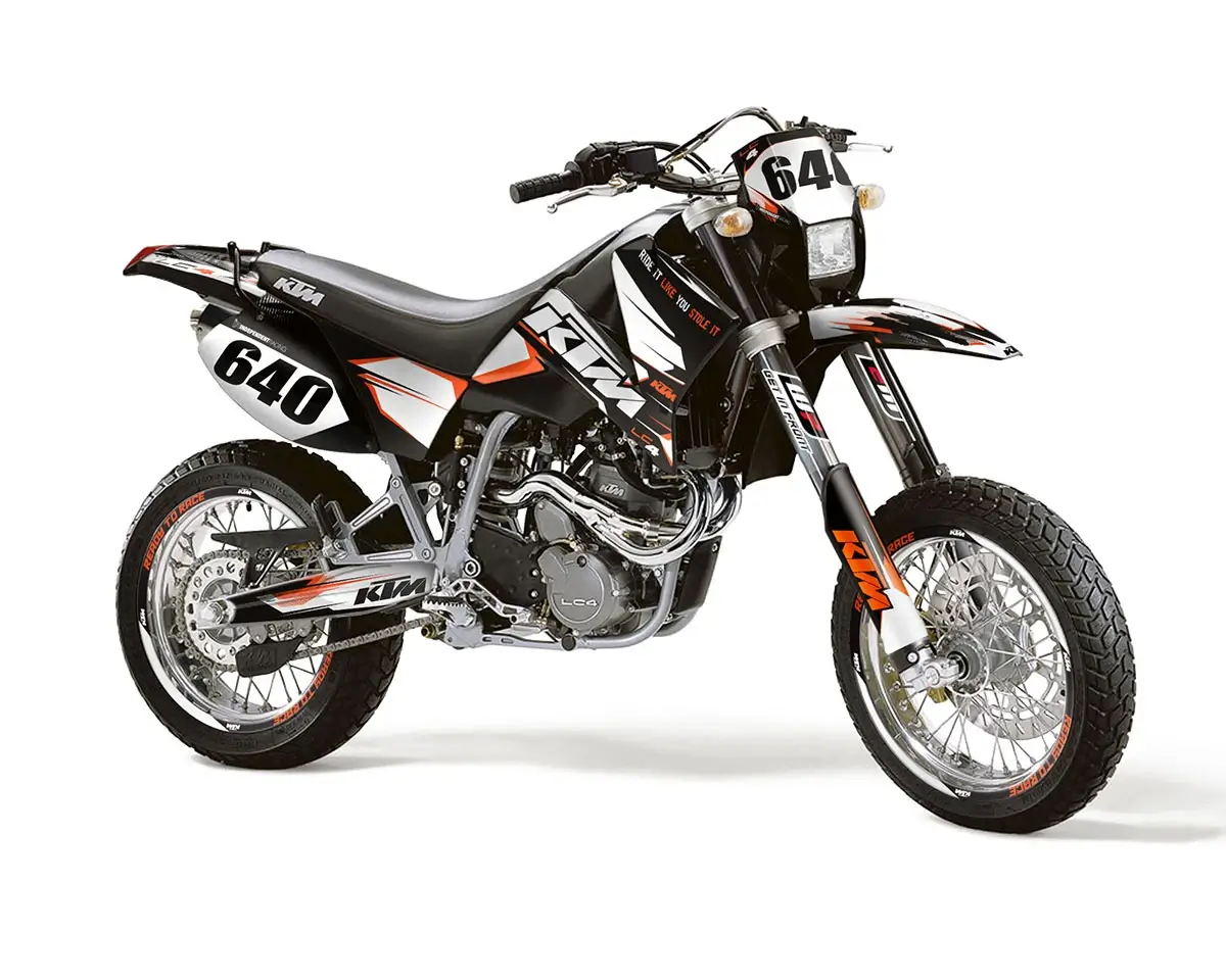KTM LC4 Dekor Kit “Stock 1A” orange, schwarz - Independent Racing | Dekore, Accessoires und Motorrad Bekleidung