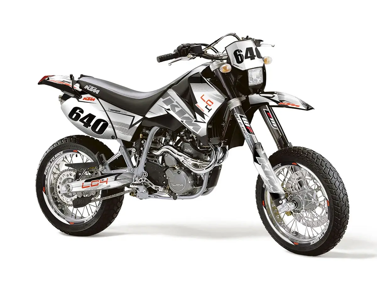 KTM LC4 Dekor Kit “Stock 3B” weiß, grau - Independent Racing | Dekore, Accessoires und Motorrad Bekleidung