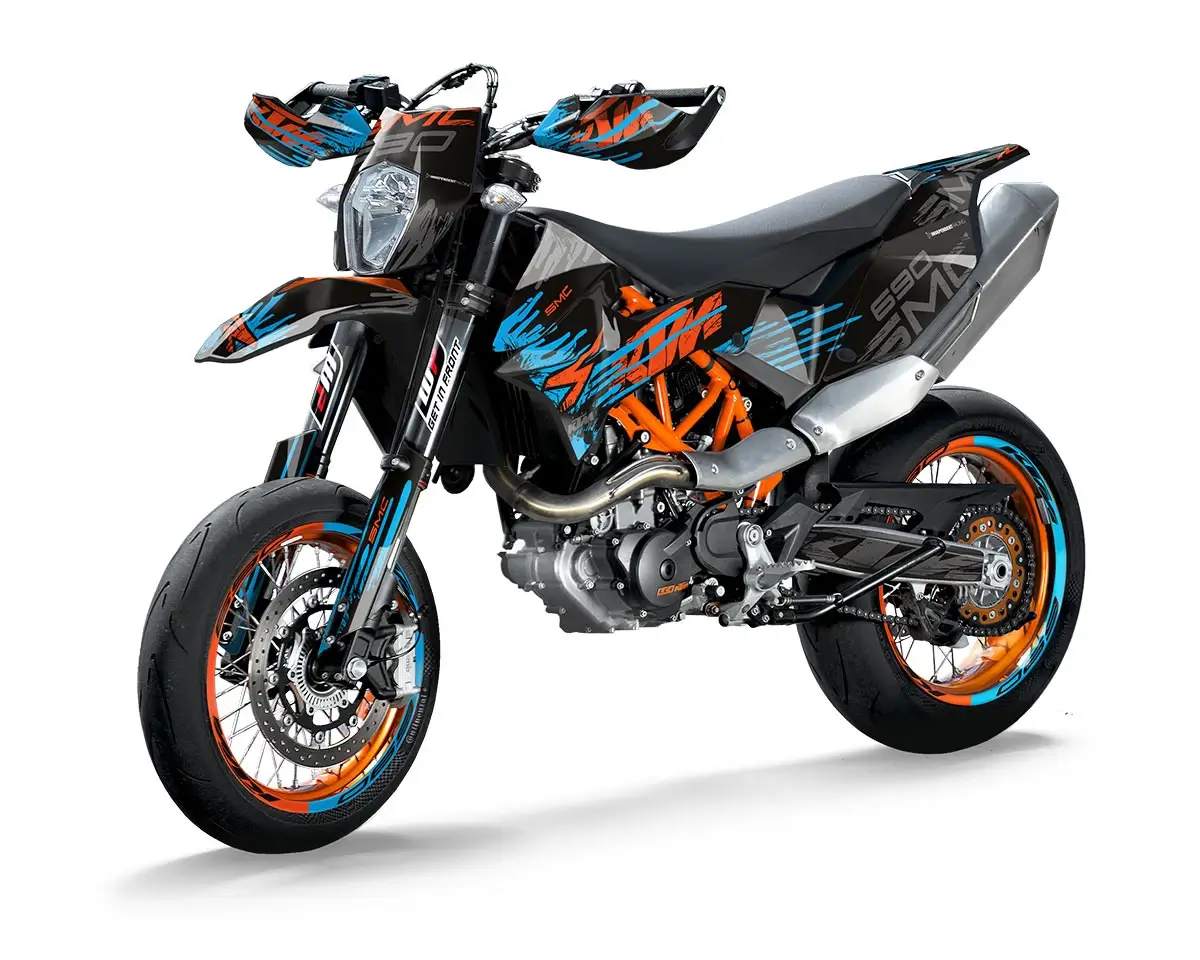 KTM SMCR Dekor Kit “Works 2B” schwarz, orange, blau - Independent Racing | Dekore, Accessoires und Motorrad Bekleidung