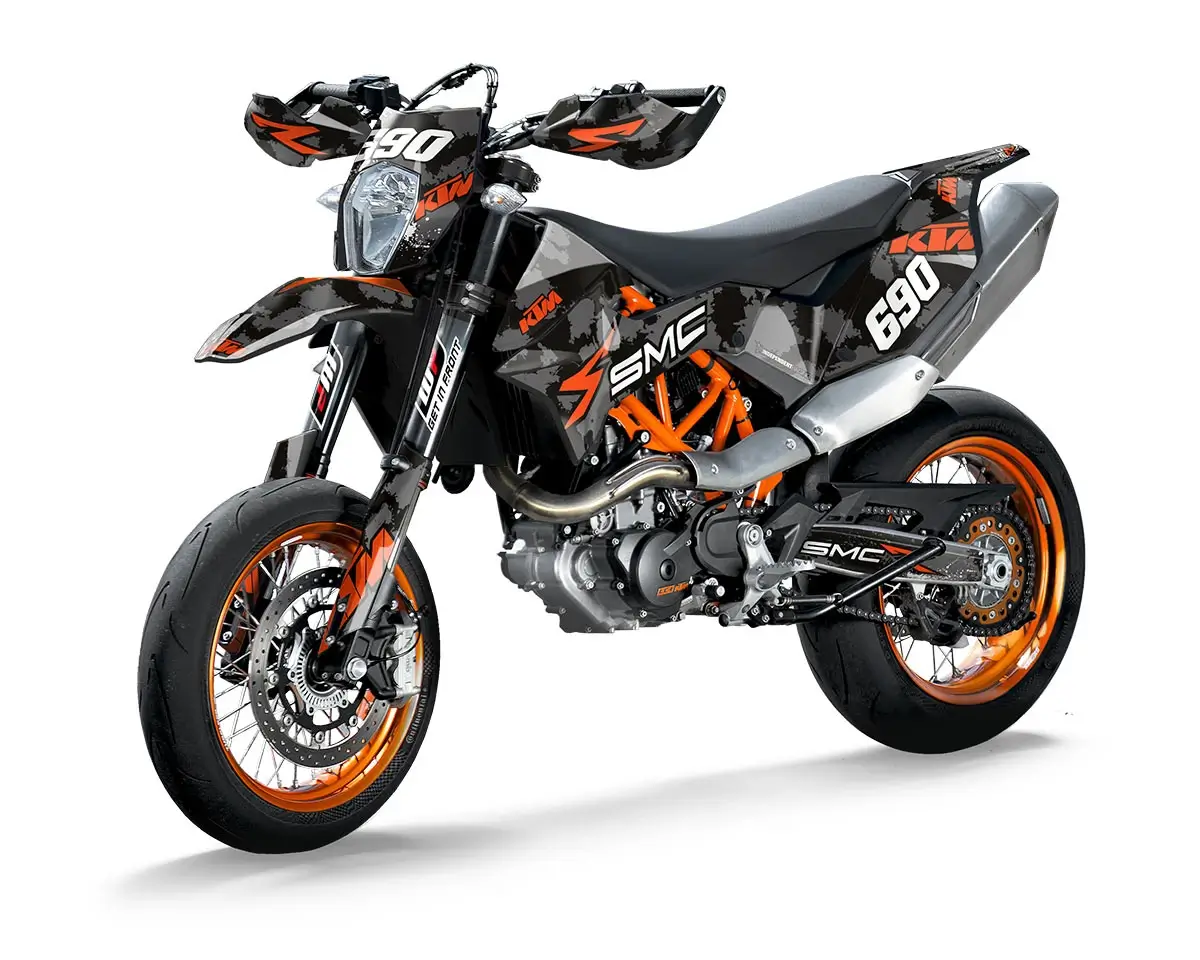 KTM SMCR Dekor Kit “Works 3A” camouflage orange, schwarz - Independent Racing | Dekore, Accessoires und Motorrad Bekleidung