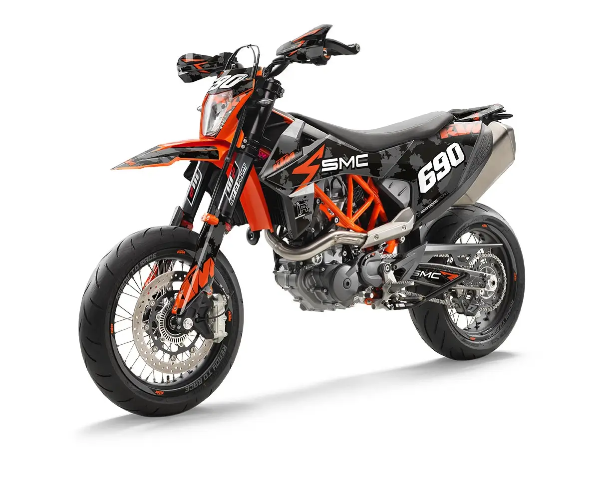 KTM SMCR Dekor Kit “Works 3A” camouflage orange, schwarz - Independent Racing | Dekore, Accessoires und Motorrad Bekleidung