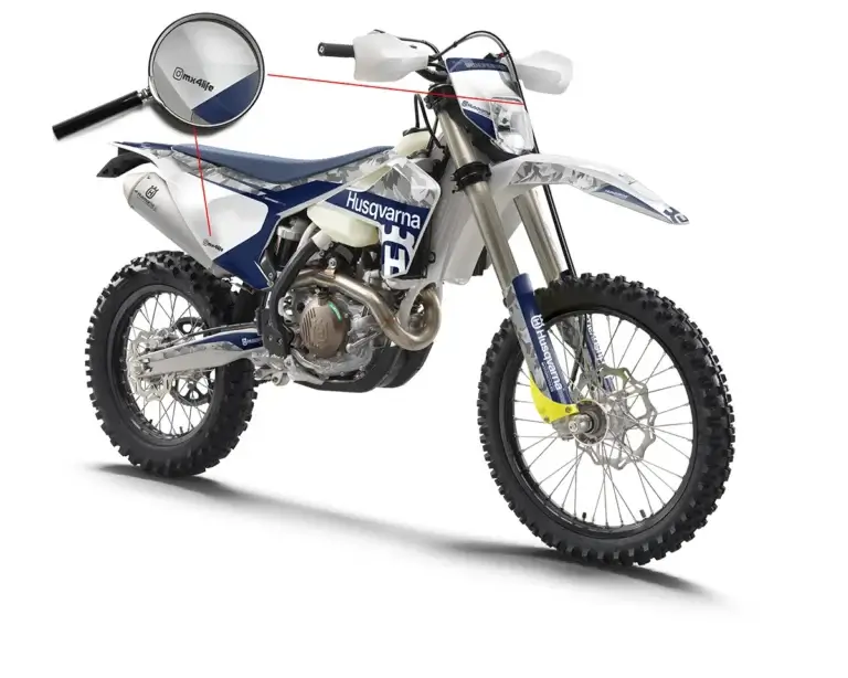 Husqvarna FE/TE/FC/TC Dekor Kit mit Instagram Name unter einer Lupe | Independent Racing | Dekore, Accessoires und Motorrad Bekleidung