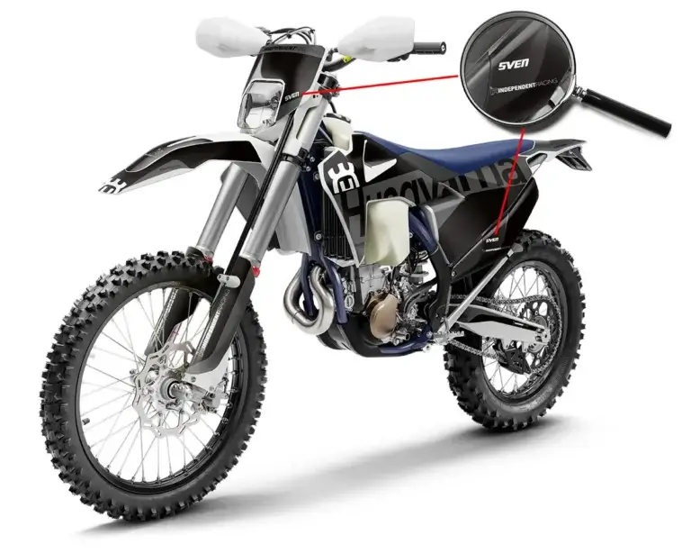 Husqvarna FE/TE/FC/TC Dekor Kit mit individuellem Name unter einer Lupe | Independent Racing | Dekore, Accessoires und Motorrad Bekleidung
