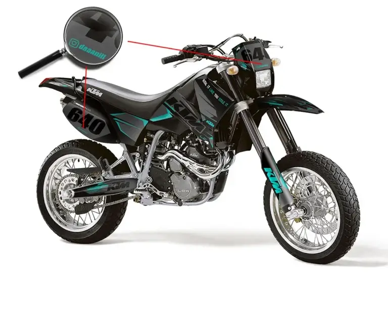 KTM LC4 Dekor Kit mit Instagram Name unter einer Lupe | Independent Racing | Dekore, Accessoires und Motorrad Bekleidung