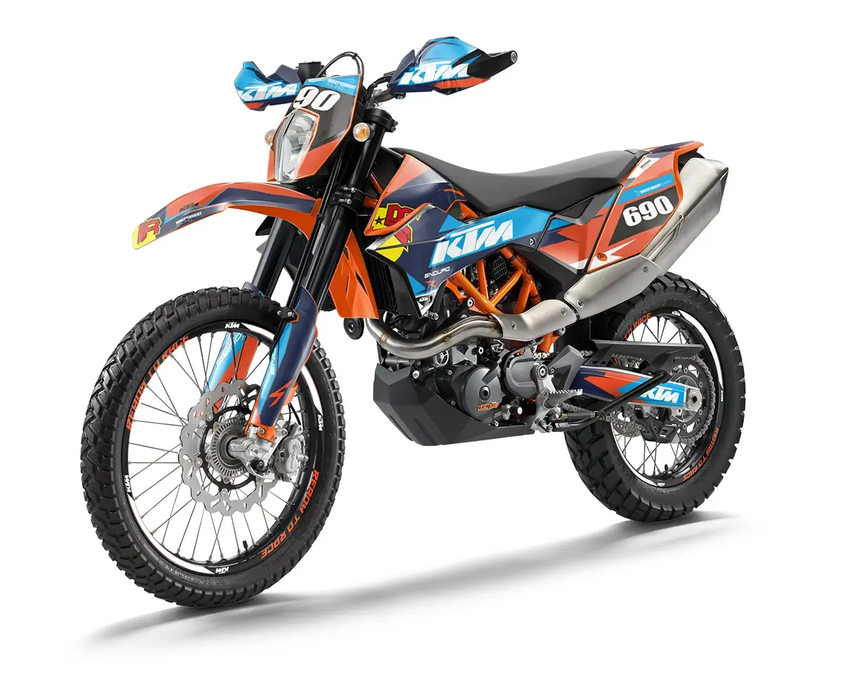 KTM 690 Enduro R Dekor Kit “Factory 2B” orange, blau - Independent Racing | Dekore, Accessoires und Motorrad Bekleidung