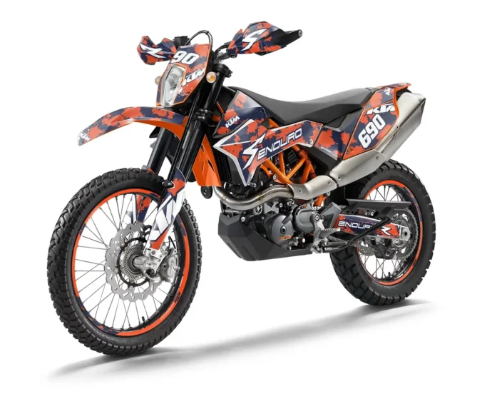 KTM 690 Enduro R Dekor Kit “Works 3B” orange, blau - Independent Racing | Dekore, Accessoires und Motorrad Bekleidung
