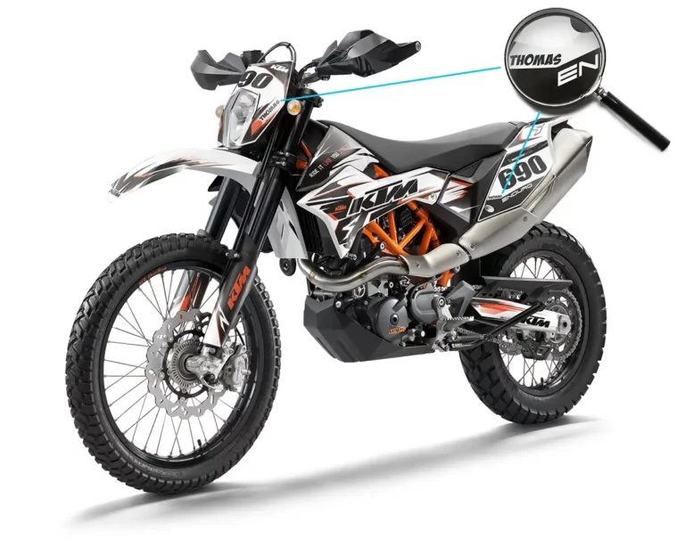KTM 690 Enduro R Dekor Kit mit individuellem Name unter einer Lupe | Independent Racing | Dekore, Accessoires und Motorrad Bekleidung