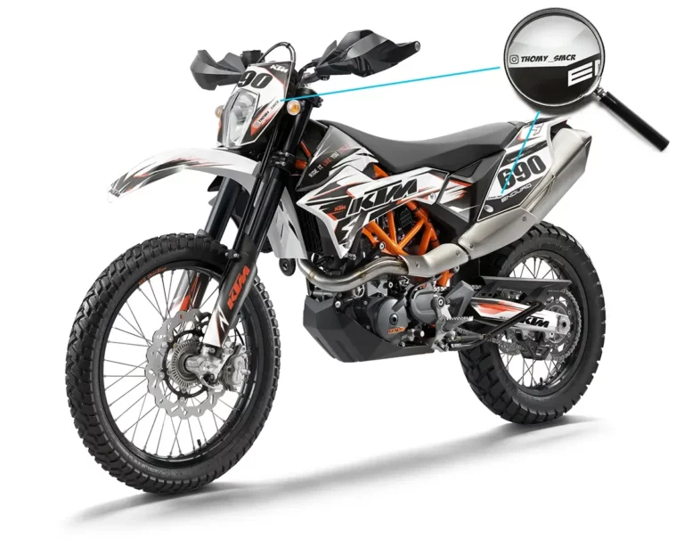 KTM 690 Enduro R Dekor Kit mit Instagram Name unter einer Lupe | Independent Racing | Dekore, Accessoires und Motorrad Bekleidung