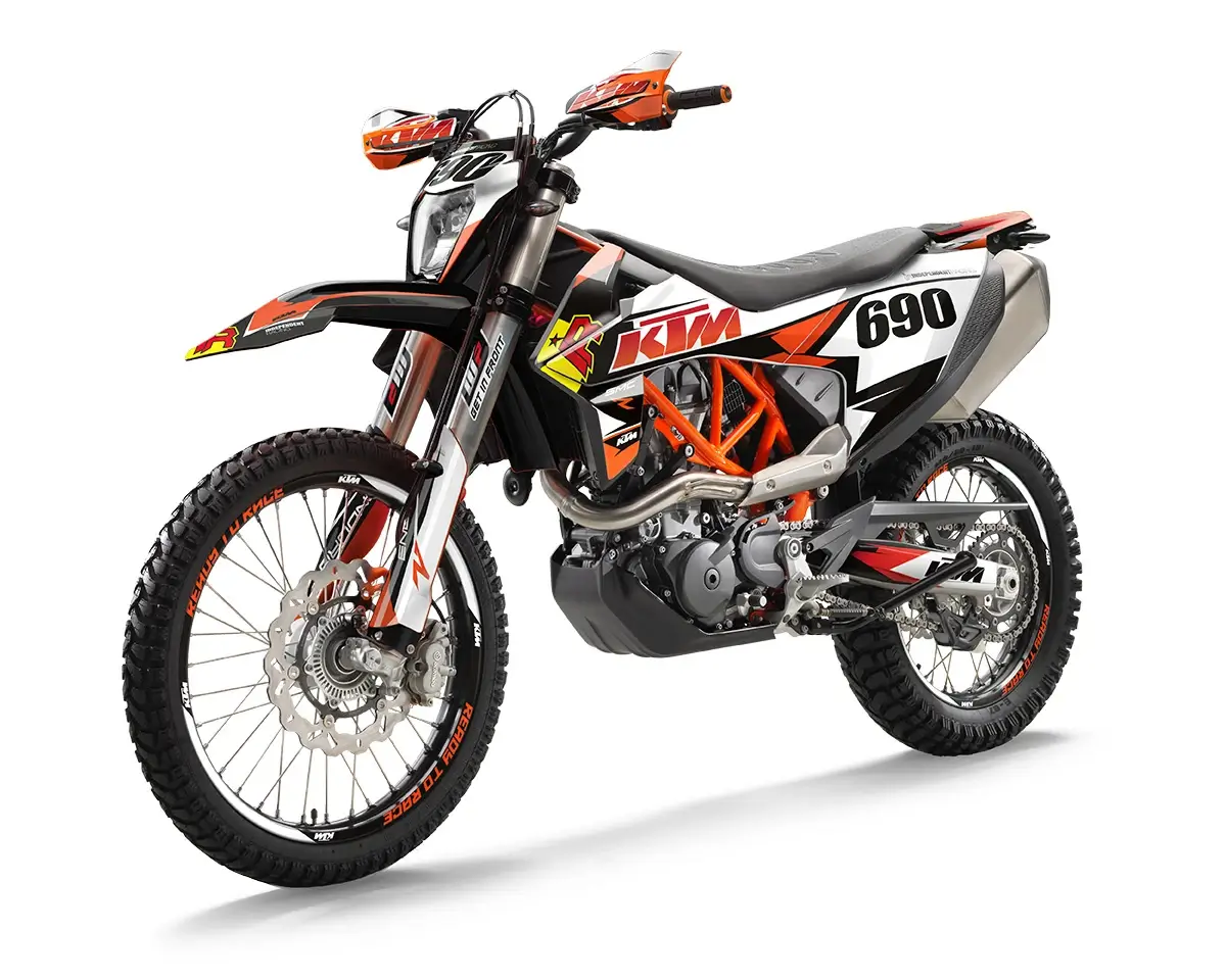 KTM 690 Enduro R Dekor Kit “Factory 2A” orange, weiß - Independent Racing | Dekore, Accessoires und Motorrad Bekleidung