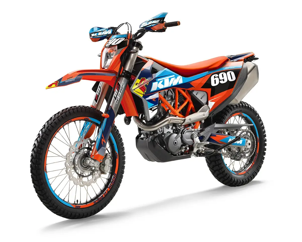 KTM 690 Enduro R Dekor Kit “Factory 2B” orange, blau - Independent Racing | Dekore, Accessoires und Motorrad Bekleidung