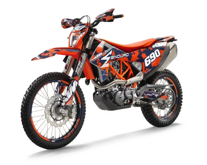 KTM 690 Enduro R Dekor Kit “Works 3B” orange, blau - Independent Racing | Dekore, Accessoires und Motorrad Bekleidung