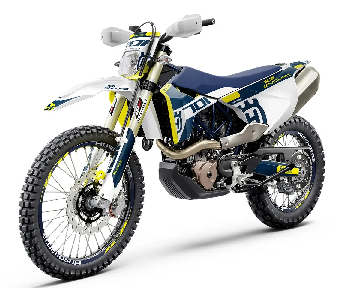 Husqvarna 701 Enduro Dekor Kit “Stock 3B” blau, weiß, gelb - Independent Racing | Dekore, Accessoires und Motorrad Bekleidung