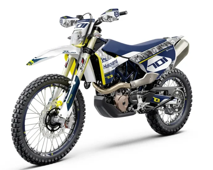 Husqvarna 701 Enduro Dekor Kit “Works 2A” camouflage grau, blau, gelb - Independent Racing | Dekore, Accessoires und Motorrad Bekleidung