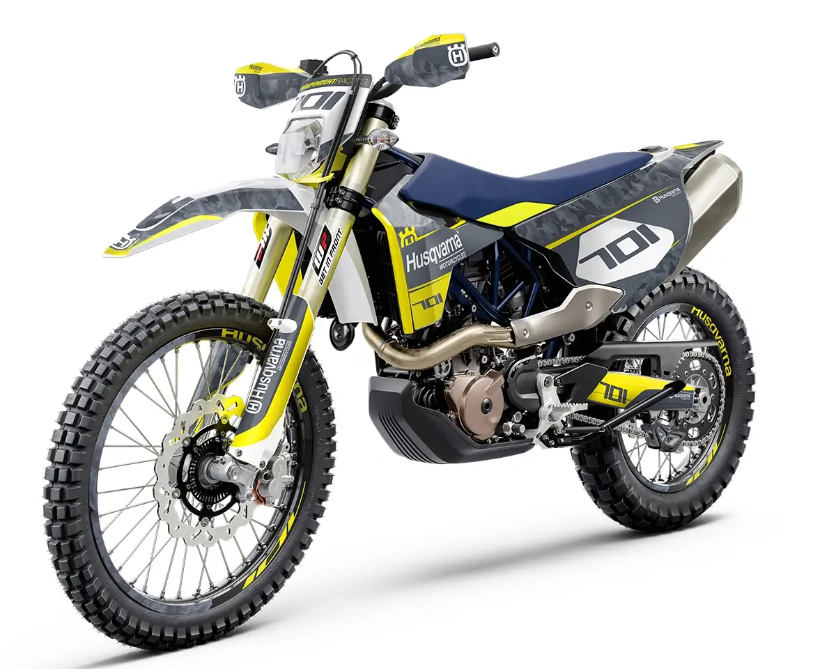 Husqvarna 701 Enduro Dekor Kit “Works 2B” camouflage grau, gelb - Independent Racing | Dekore, Accessoires und Motorrad Bekleidung