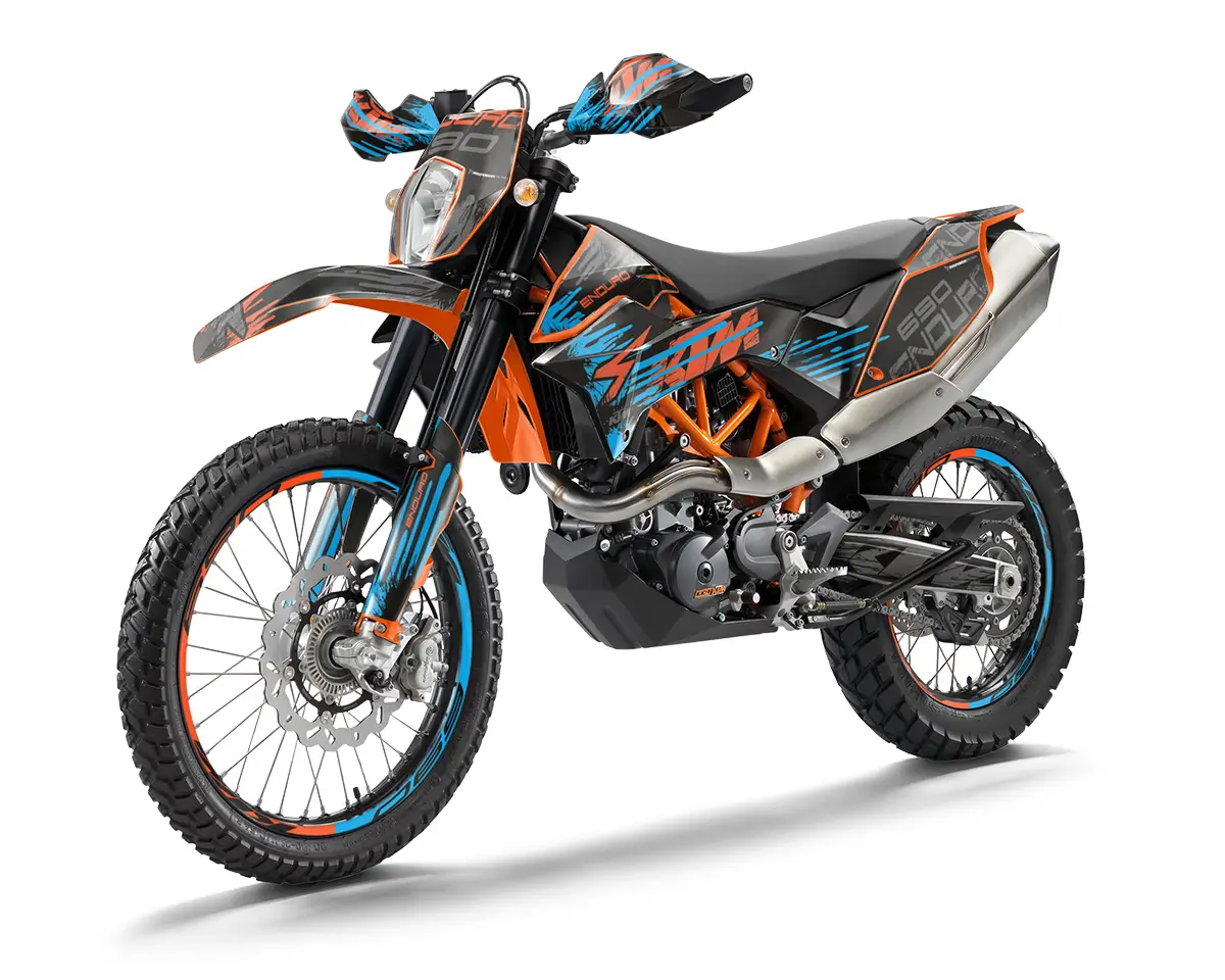 KTM 690 Enduro R Dekor Kit “Works 2B” schwarz, orange, blau - Independent Racing | Dekore, Accessoires und Motorrad Bekleidung