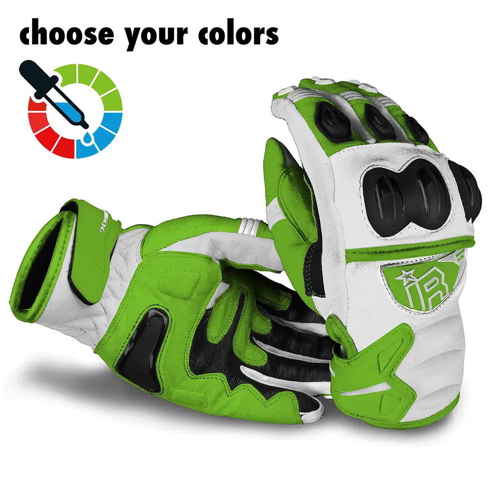 MI-6 SMG Supermoto Handschuhe von Independent Racing in Weiß und Grün.