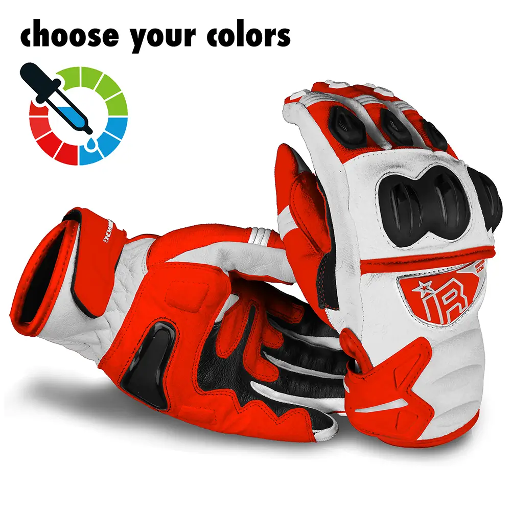 MI-6 SMG Supermoto Handschuhe von Independent Racing in Weiß und Rot.